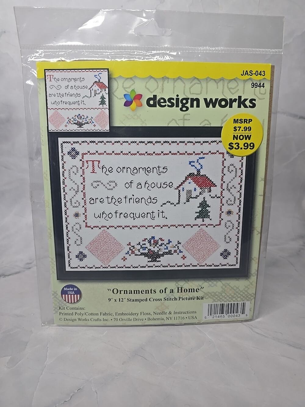 Design Works Stamped Cross Stitch Picture Kit Ornaments of a Home 9x12